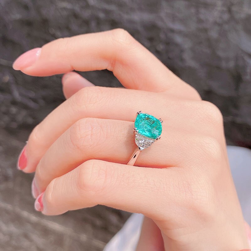 Qtt Mode Ronde Paraiba Toermalijn Ringen Vintage Klassieke Sieraden Voor Vrouwen Wedding Engagement