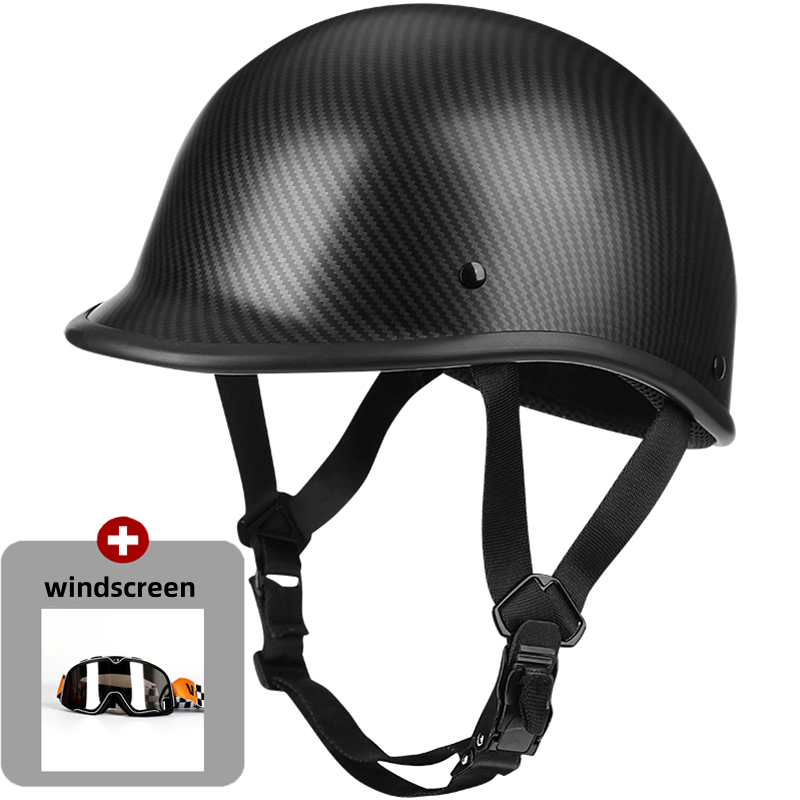 Medio casco de motocicleta casco Vintage alemán Moto motocicleta cara abierta retro scooter medio casco motociclista piloto casco: Lavanda / M