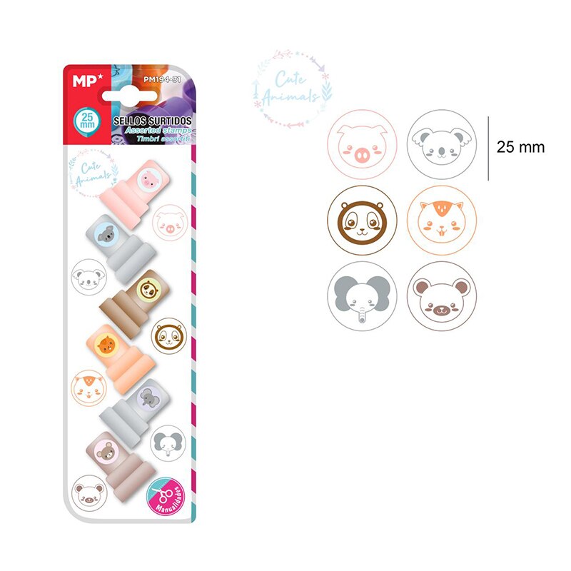 MP® Juego de Sellos de goma para Niños Infantiles Profesor Juguetes Estampar Dibujos Animalitos Frutas Sonrisa Corazon Estrellas Premios de Recompensa 10 Series de Diseños 6 Uds: Animalitos