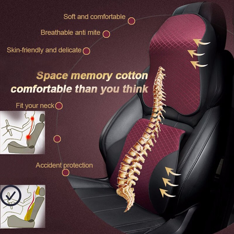 Araba yastık 3D bellek köpük sıcak araba boyun yastık pu deri araba koltuğu minderi evrensel bel desteği destek oto aksesuarları