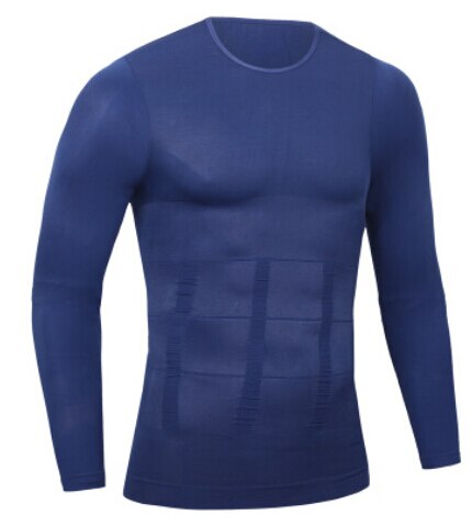 seamless long sleeve men body shaper t shirt sports training tights mens fitness gym tops clothing tee shirt homme: L / a
