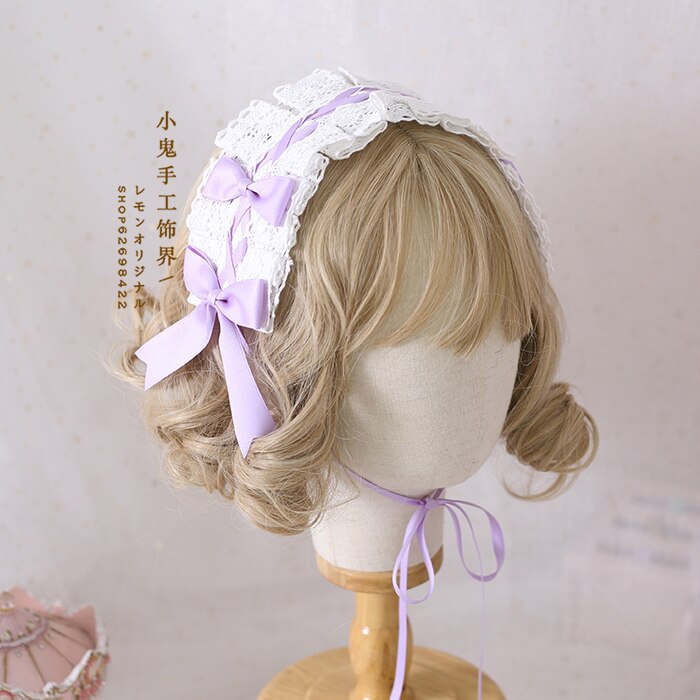 Mignon bébé dentelle nœud papillon Lolita bandeau cheveux multicolore pince à cheveux japonais doux soeur KC bandeau cheveux accessoires Cosplay