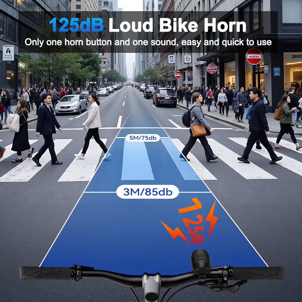 Elektrische fietshoorn Fietsbel 125DB Luide fietshoorn USB oplaadbare fietsbel voor volwassenen en kinderen Waterdicht