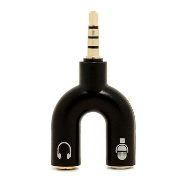1PC Dual 3,5 MM U Typ Adapter Kopfhörer Stecker Audio Kabel Splitter Mikrofon 2 in 1 Schwenk Stecker jack Stecker Adapter: Black