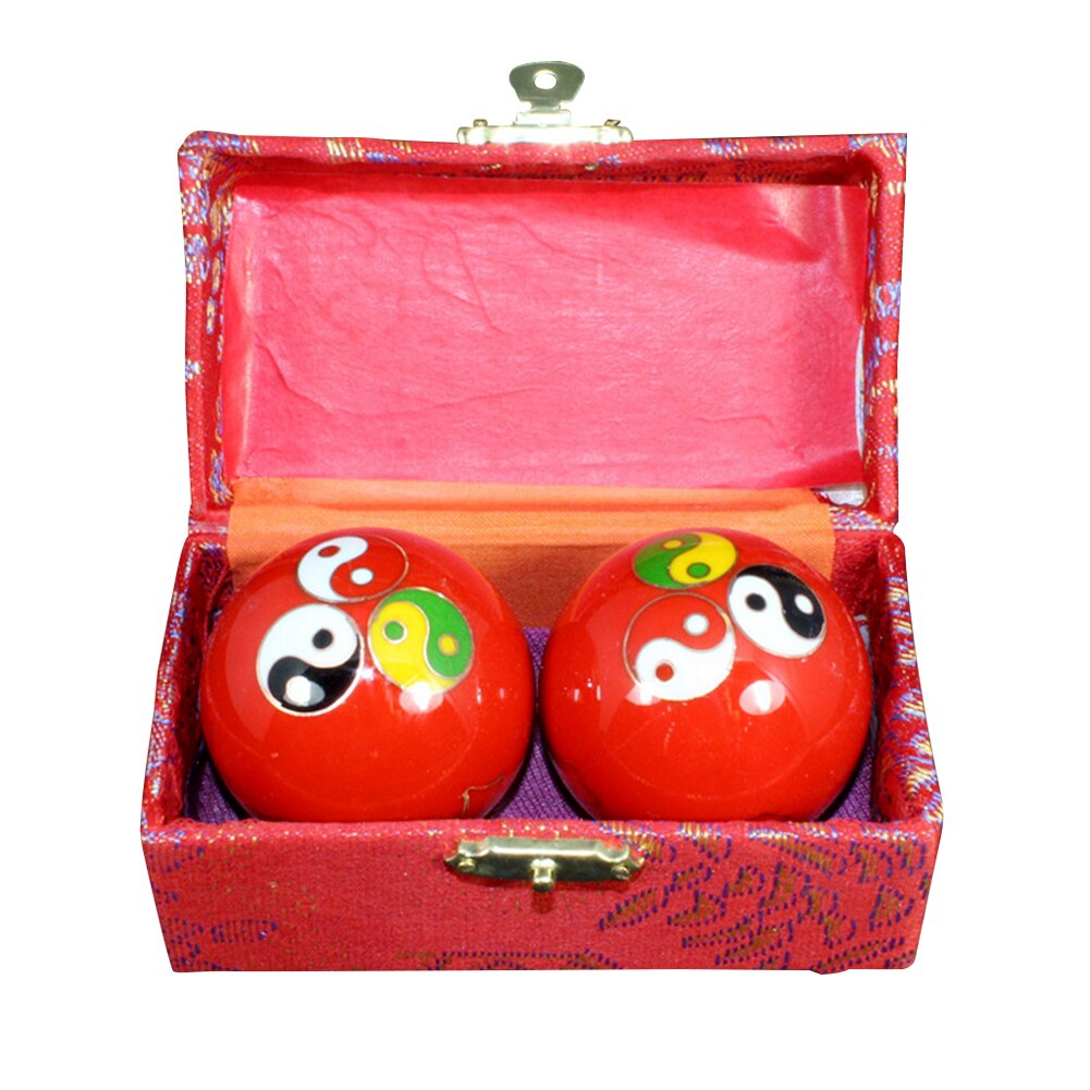 Chinese Health Meditation Balls Hand Wrist Solid Fitness Handball Health Exercise Stress Relaxation Therapy Chrome Hand Massage: Red gossip