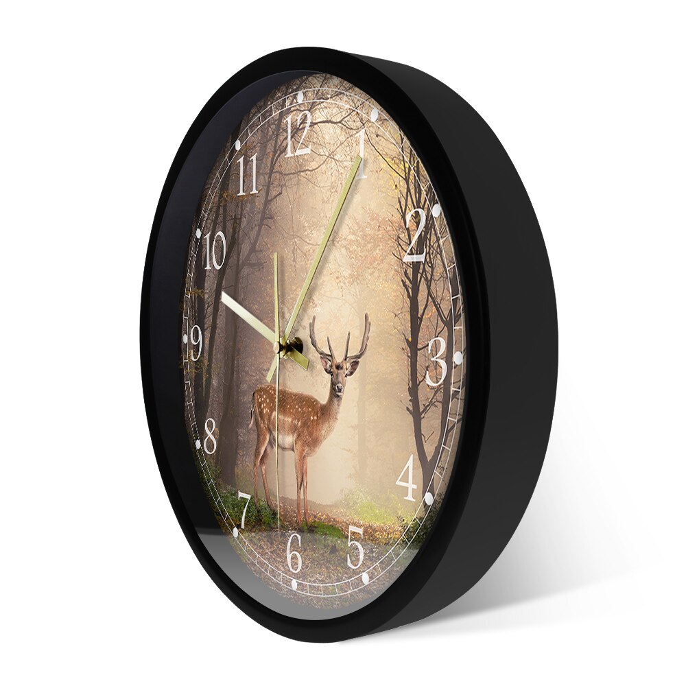 Fallow Deer In A Dreamy Forest Scene Decorative Silent Wall Clock Living Room Animal Wall Art Decor Modern Hanging Wall Watch