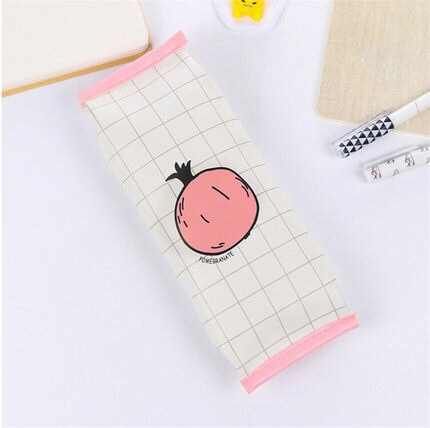Estuche escolar de Granada y fresa para lápices, bolsa bonita de cuero Pu para bolígrafos, papelería Kawaii, suministros escolares de oficina, Zakka: Pomegranate