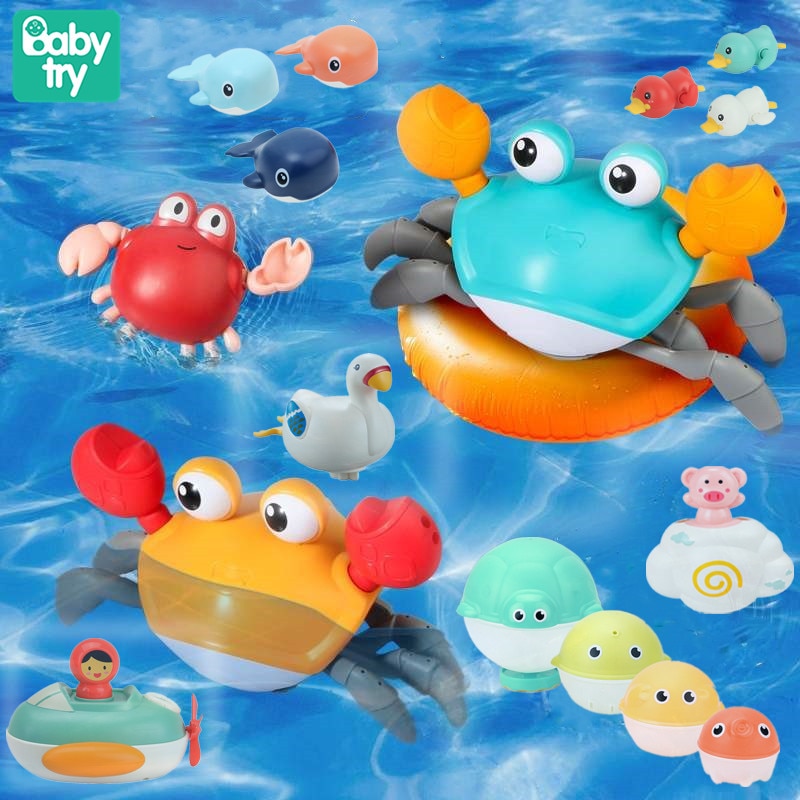 Baby Wind-up Bath Toys for Swimming Pool Clockwork Duck Whale Frog Juguete Cartoon Animal Bathing Toy for Kids Beach Sands Water