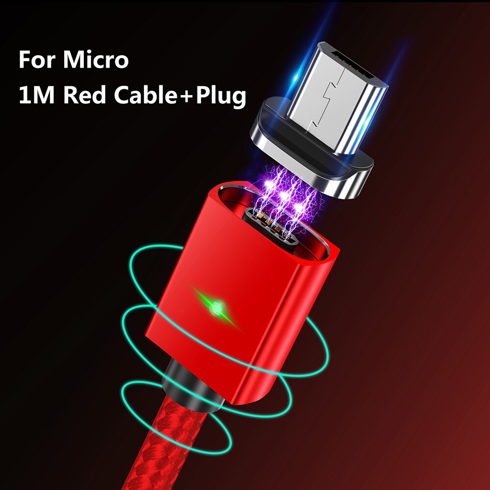 Zrse 3a magnetische kabel voor iphone samsung snel opladen micro usb-kabel type c kabels voor huawei oneplus xiaomi redmi note 7 k20: Rood voor micro