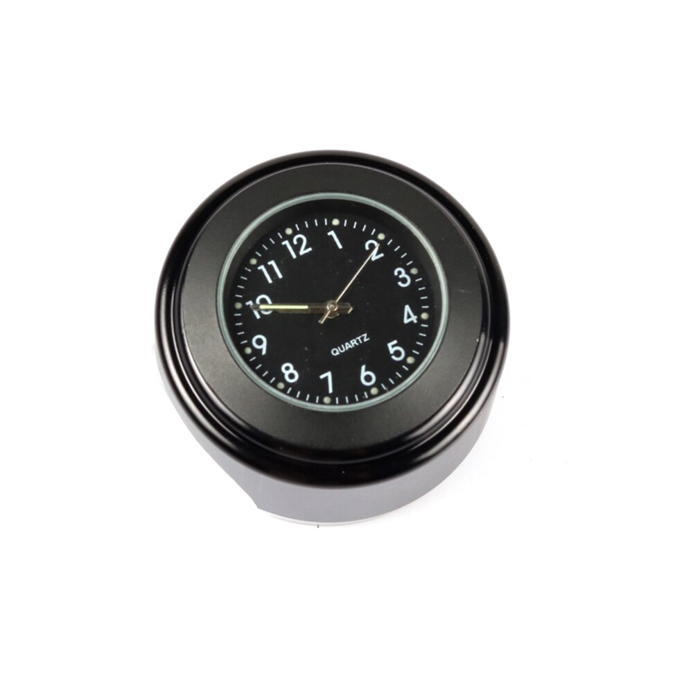 Universele Accessoires 7/8 "Waterdicht Chrome Motorcycle Fietsstuur Mount Quartz Klok Horloge Aluminium Lichtgevende Klok: Black