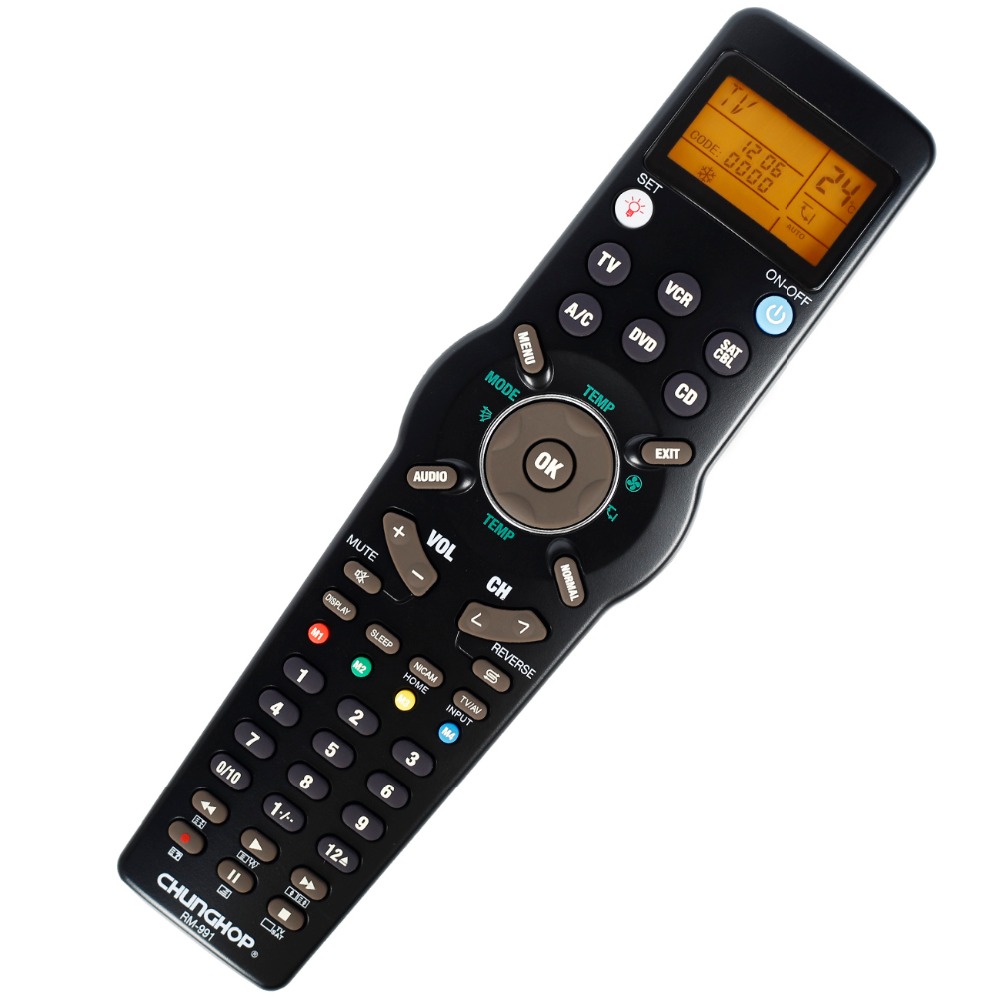 Chunghop RM-991 Tv/Sat/Dvd/Cbl/Cd/Ac/Vcr Universele Afstandsbediening Leren Voor 6 Netten In 1 Code