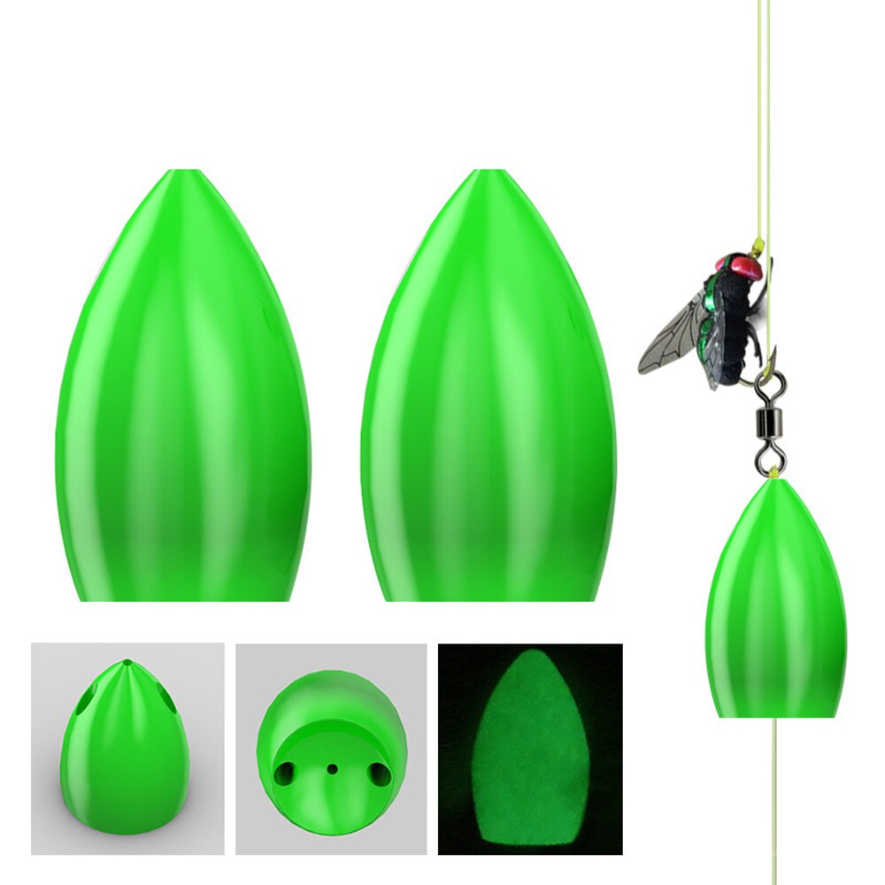 10Pcs Flying Aid Fly Fishing Lures Accessories Long Cast Assistor Floating Glow Artificial Flies Lures Shot Assistant Tackle: 4.3g green luminous