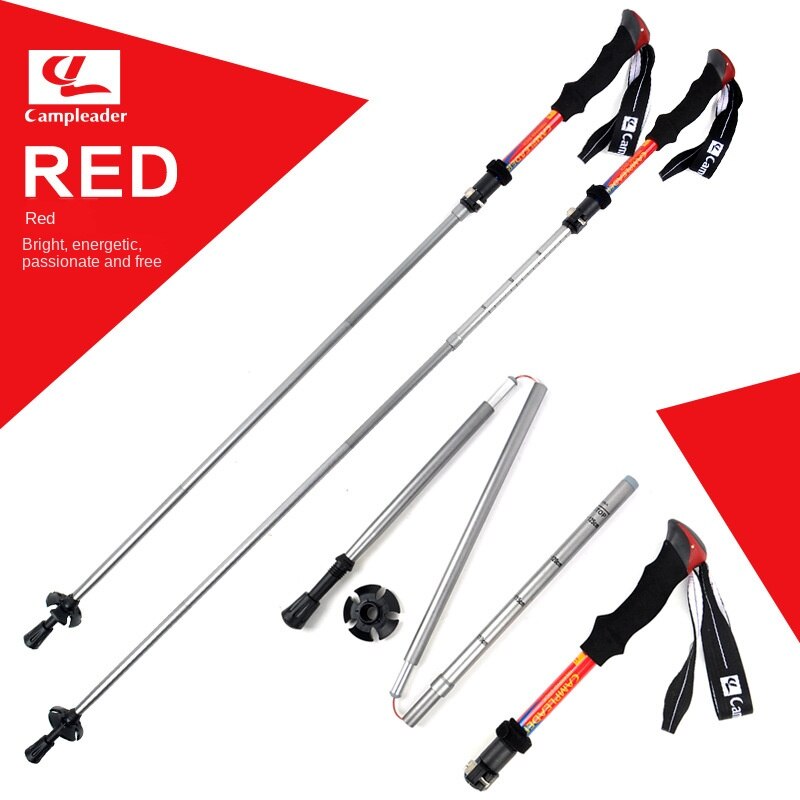 Outdoor High Walking Sticks Aluminum Mountain Climbing Ultralight Hiking Stick Alpenstock Blue/Red/Yellow Trekking Poles