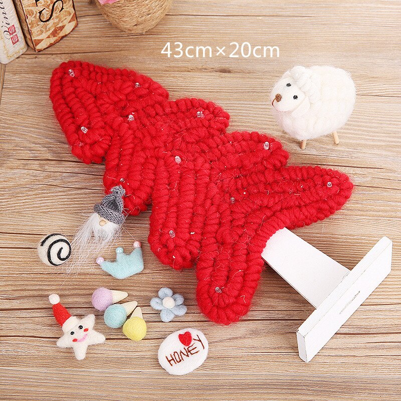 Handmade wool felt Christmas tree Desktop Christmas ornaments decorations DIY materials home furnishings scene party decoration: Olive