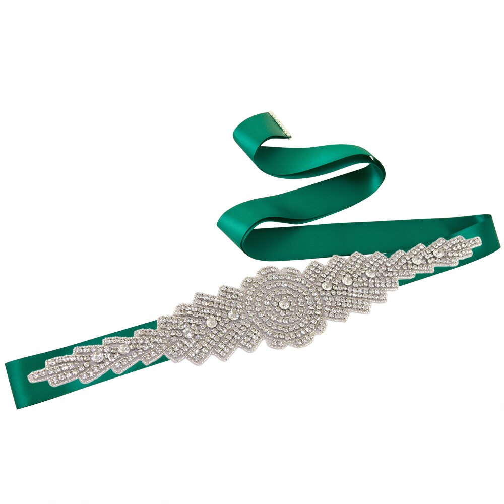 ZMS23 Wedding Dress Ivory Bride's Accessories Belt Bridemaid Brides Dresses Glitter Bridal Diamond Sash Women's Belts: green