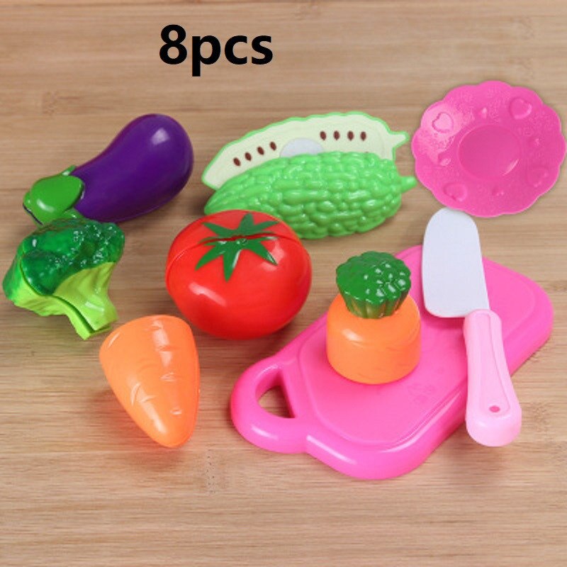 23 pz/set plastica taglio frutta e verdura giocattoli con cestino bambini cucina giocattoli finta gioca giocattoli educativi: 8pcs-02
