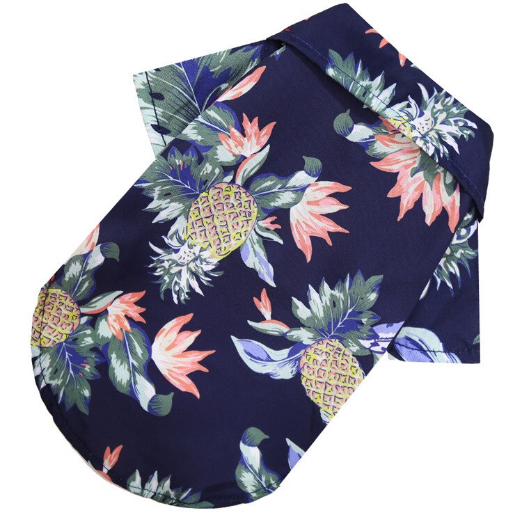 Summer Dog Clothes Coconut Tree Pineapple Flower Print Dog Cat Shirt Short Sleeve Beach Hawaiian Style Clothes For Pets