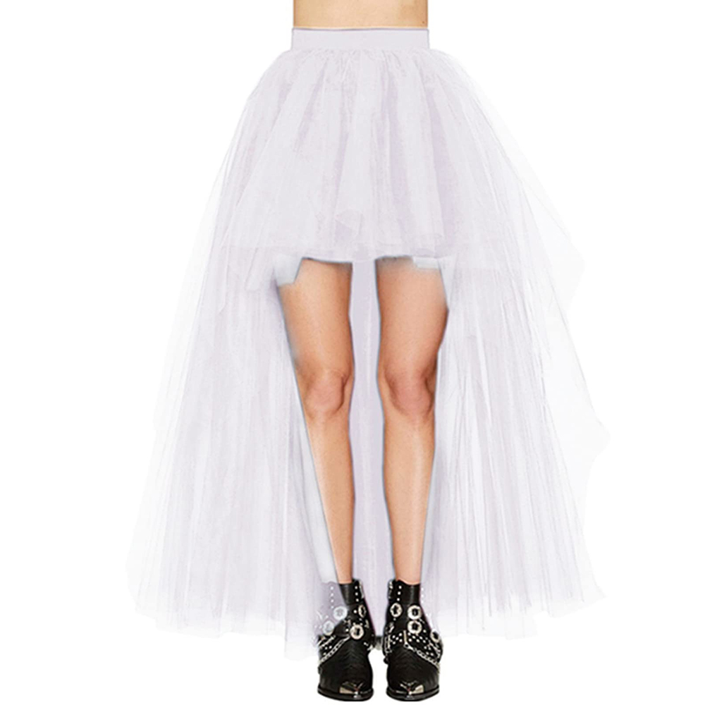 Falda de tul blanca para mujer, enagua tutú Hi-Lo de gasa con cola de golondrina, estilo informal largo, Punk gótico, cintura alta, de Carnaval: Rojo