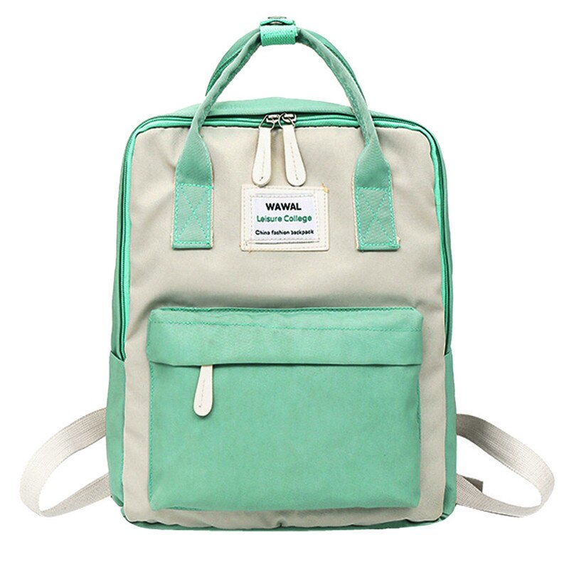 Mode Vrouwen Canvas Rugzakken Canvas Draagbare Schoudertas Waterdichte Schooltassen Voor Tieners Meisjes Patchwork Rugzak: WH