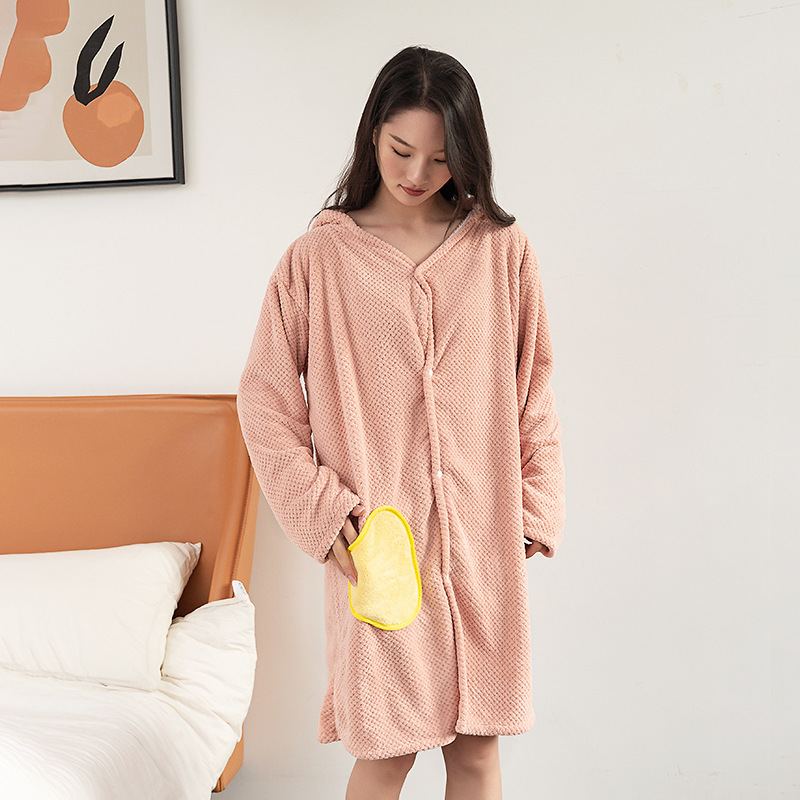 Wearable Bath Towel Women Household Hooded Cloak Microfiber Bathrobe Home Clothes Bathroom Towel Wrap Dress Pink Beach Towels: Skin pink
