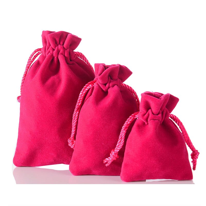 1 stücke 10*15cm Verpackung Kordelzug Weicher Samt Beutel Beutel Beutel Für Schmuck Flanell Tuch Weihnachten Hochzeit partei Beutel Tasche: Rose Red