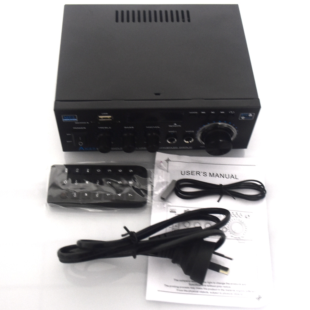 Woopker HiFi Digital Amplifier AK45 Bluetooth MP3 Channel 2.0 Sound AMP Support 90V-240V for Home Car MAX 400W*2: green