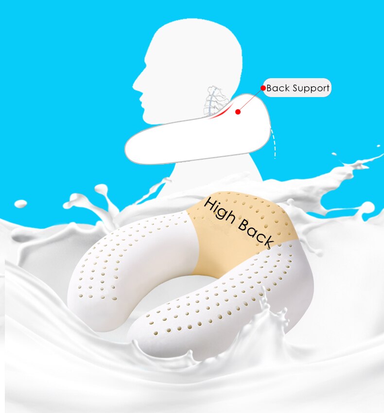 Purenlatex 27X27 U-vorm Latex Reizen Kussen Nek Kussen Geheugen Rebound Kantoor Kussen Cervicale Wervelkolom Beschermen Hoge Rug