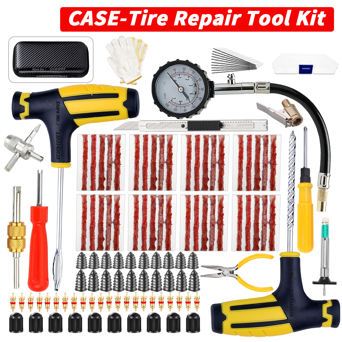 Auto Bandenreparatieset - Lekke Band Plug Gereedschap - Tubeless Bandenstrips - Motor & Fiets