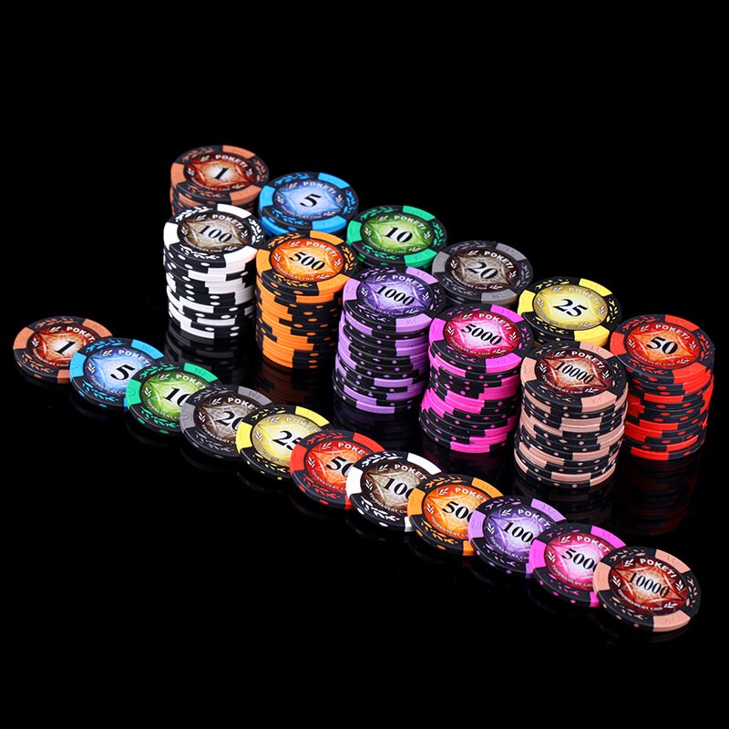 20 Stks/partij Poker Chips 11 Kleuren 14G Klei/Ijzer 40*40Mm Tarwe Chips Texas Hold'em Poker Poker Club Chips