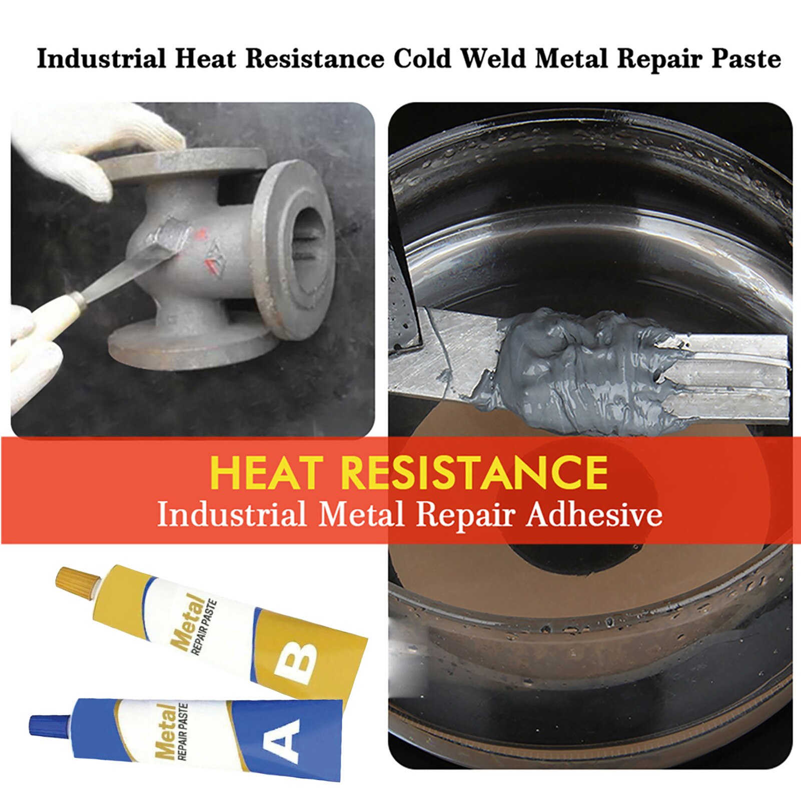 2pcs Industrial Repair Paste Glue Heat Resistance Cold Weld Metal Repair Paste Metal Paste Cream Universal TSH Shop
