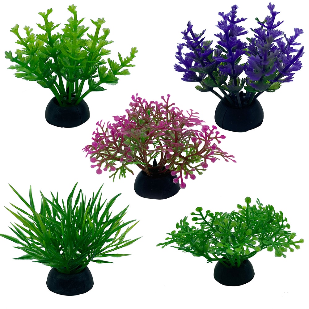 Kunstige planter akvarie indretning vand ukrudt ornament plante akvarium akvarium græs 2.5 x 5cm 1pc simulering dekoration