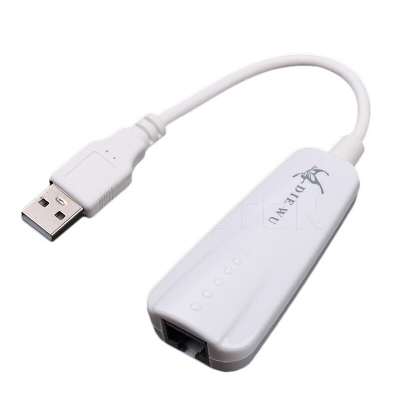 USB Ethernet Adapter USB 2.0 To Rj45 Ethernet Lan 10/100M Network Card USB Lan Adapter for Macbook Windows 7 8 10: White