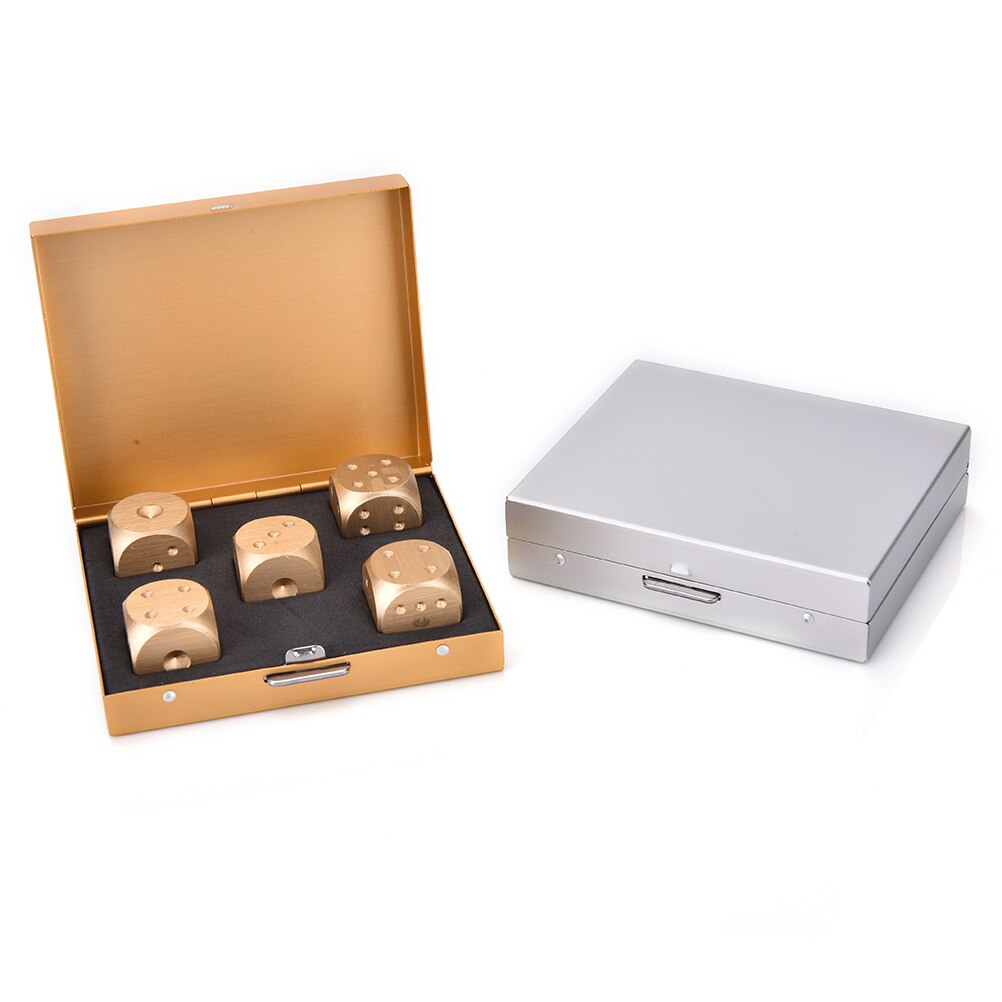Outdoor Entertainment Party Portable Aluminium Alloy Poker 5pcs Solid Dominoes Dice Game Dice Dice Poker