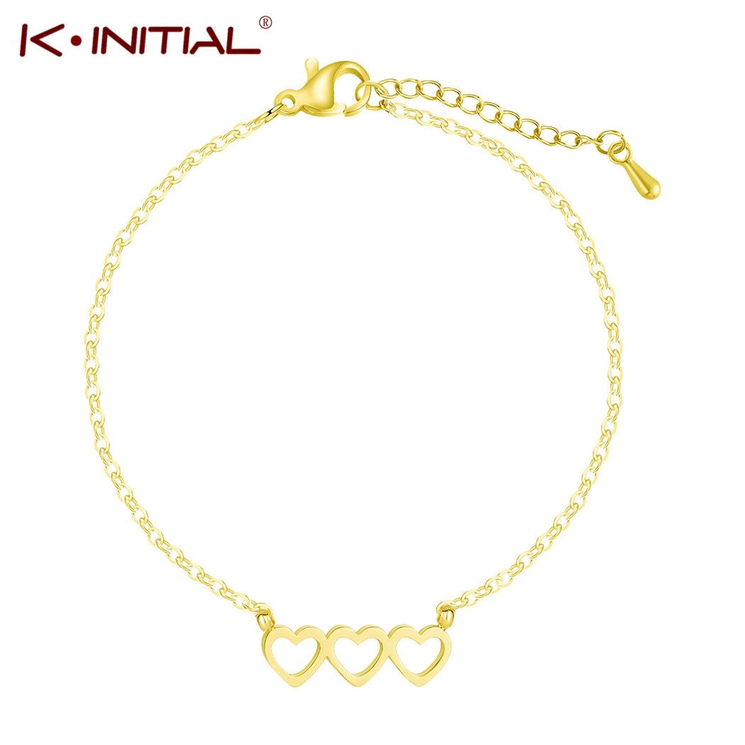 Kinitial Liefde Hart Bedels Armbanden Voor Vrouwen Gold Triple Harten Armband & Bangle Chain Sieraden Europa Amerikaanse Stijl Sieraden