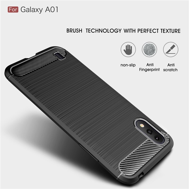 Voor Samsung Galaxy A01 Case Voor Samsung A01 Bumper Zacht Carbon Fiber Back Cover Voor Samsung Galaxy A01 Telefoon Gevallen 5.7''