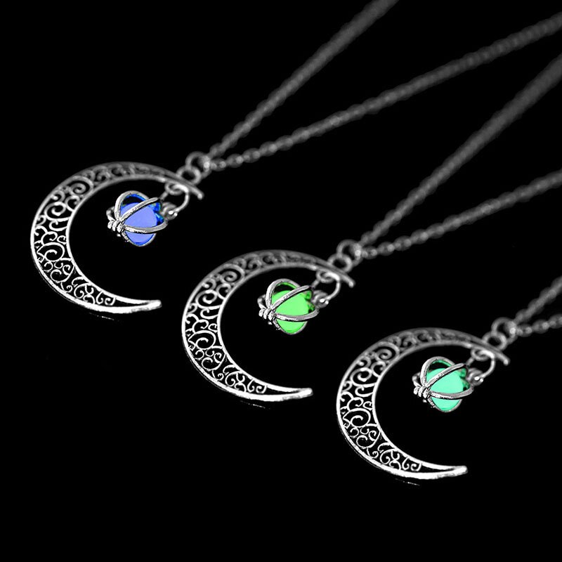 Neue Schmuck Mond Anhänger Halsketten Halloween Charme Kette Anhänger Halskette Nachtleuchtende Für Frauen Weibliche Legierung