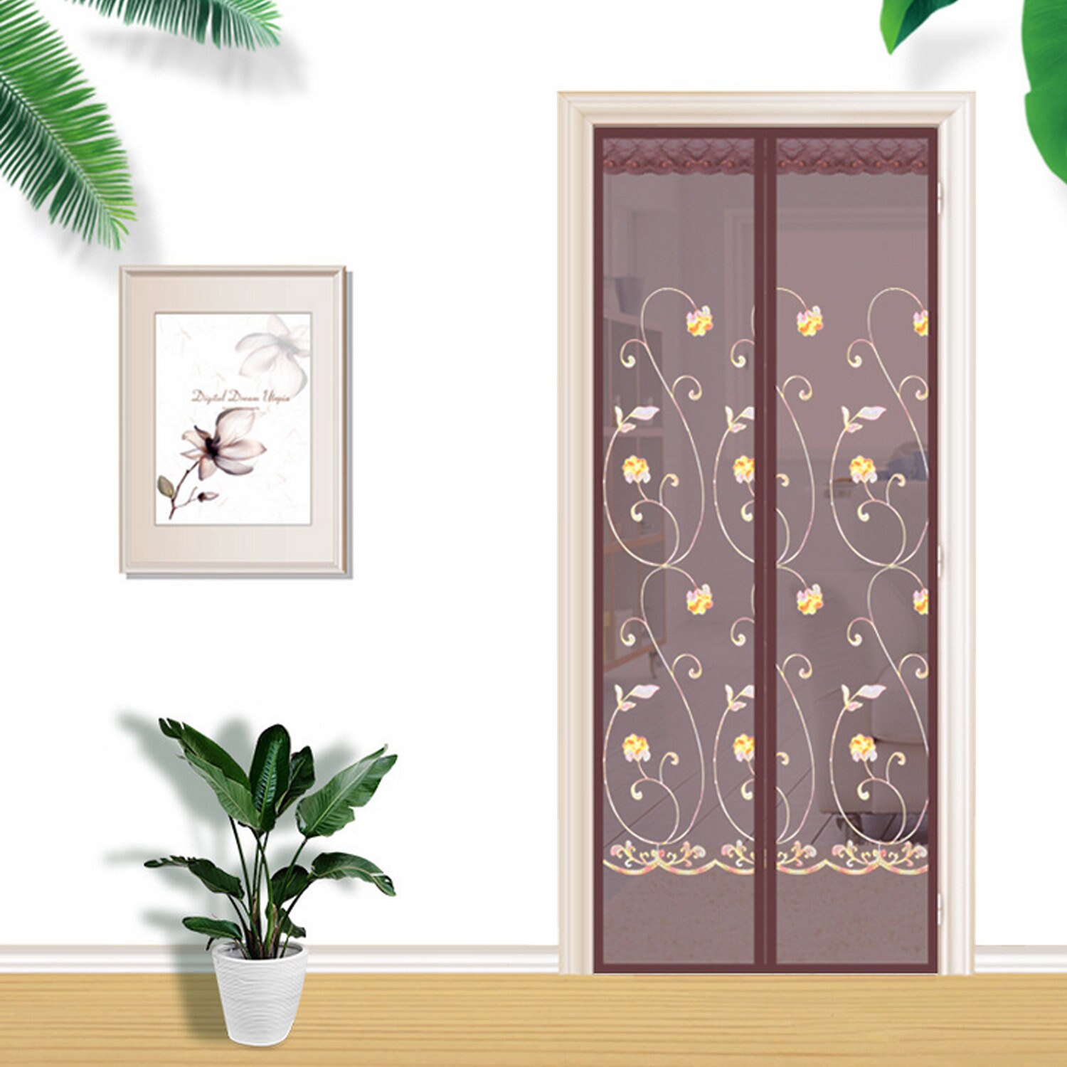 Cortina magnética de hilo suave para puerta, malla antiinsectos para habitaciones, cocina, 32x79 pulgadas, para verano