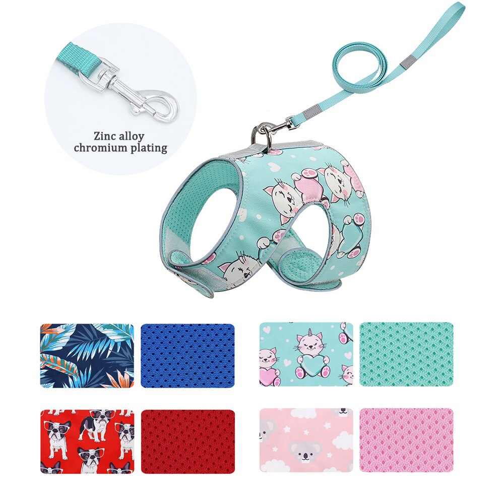 Polyester huisdier kat reflecterende mesh riem draagbare buiten huisdier kat hond wandelriem katten harnas uitschuifbare hondenriem touw