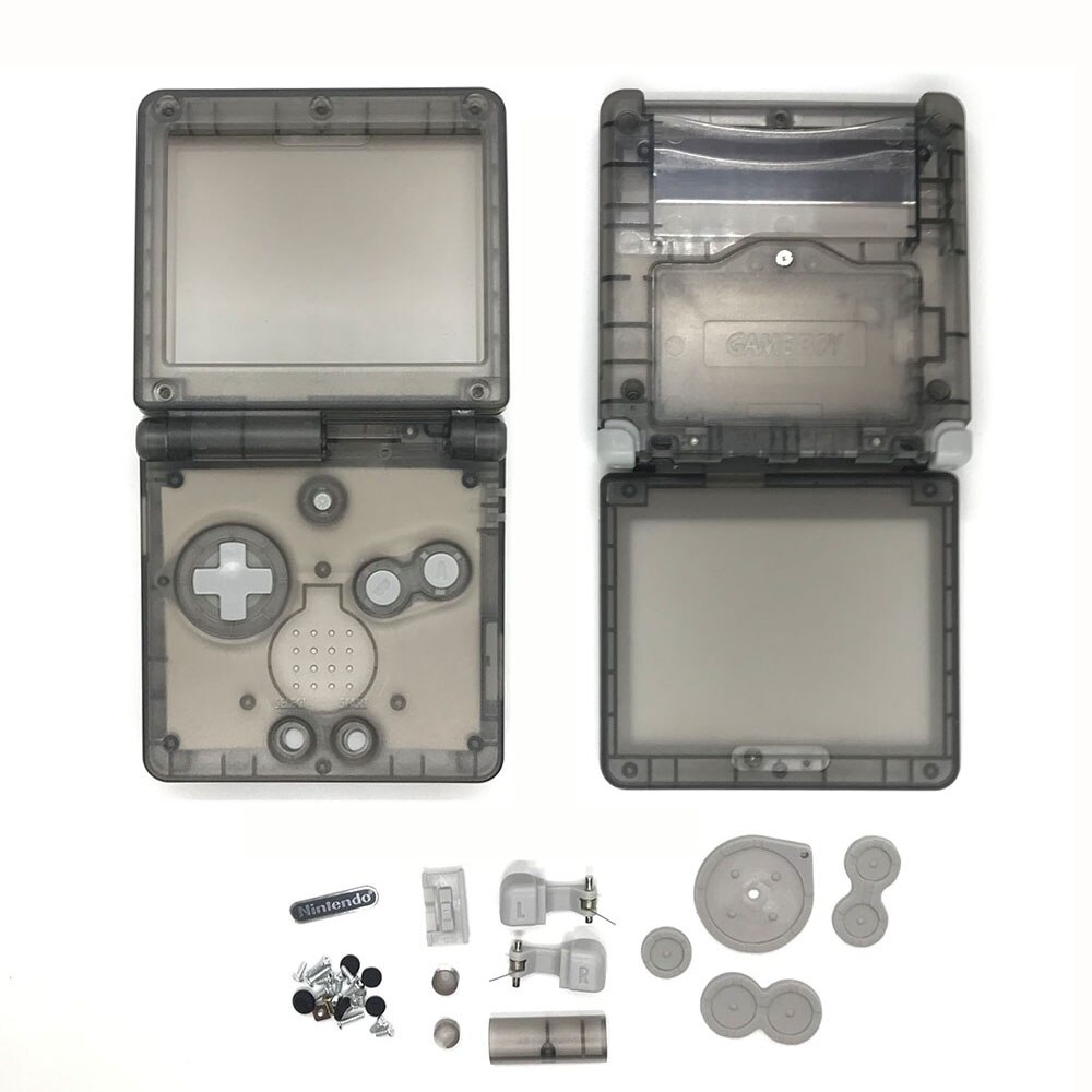 16 colors Housing Shell Case for GBASP Classic SFC Gray Shell with button, rubber pads, sticker replace for Gameboy Advance: Clear Black