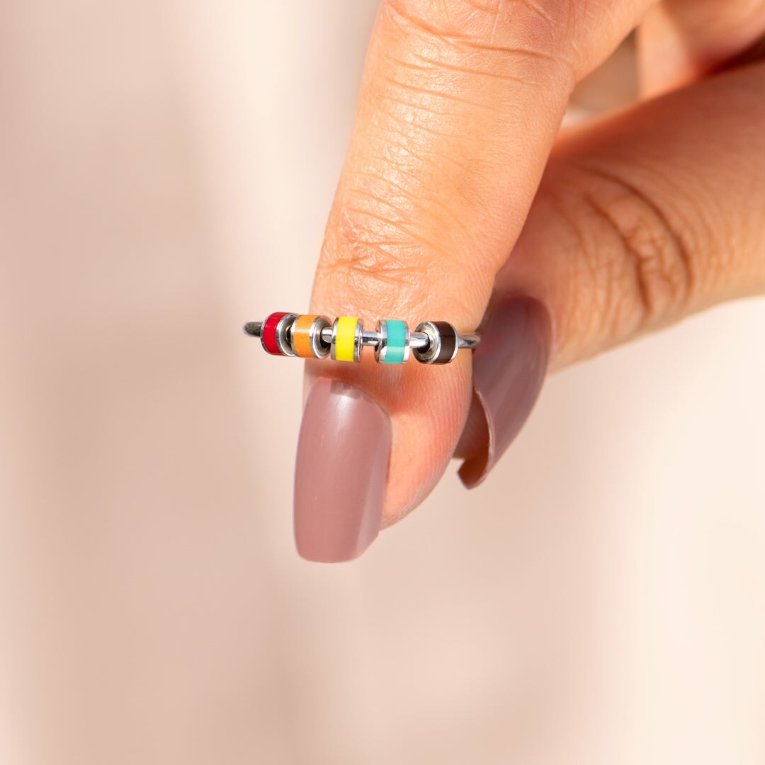 Dainty esmalte spinner fidget anéis para mulheres meninas anti estresse ansiedade grânulo anel liberação estresse retatable jóias presentes: 8 / 3