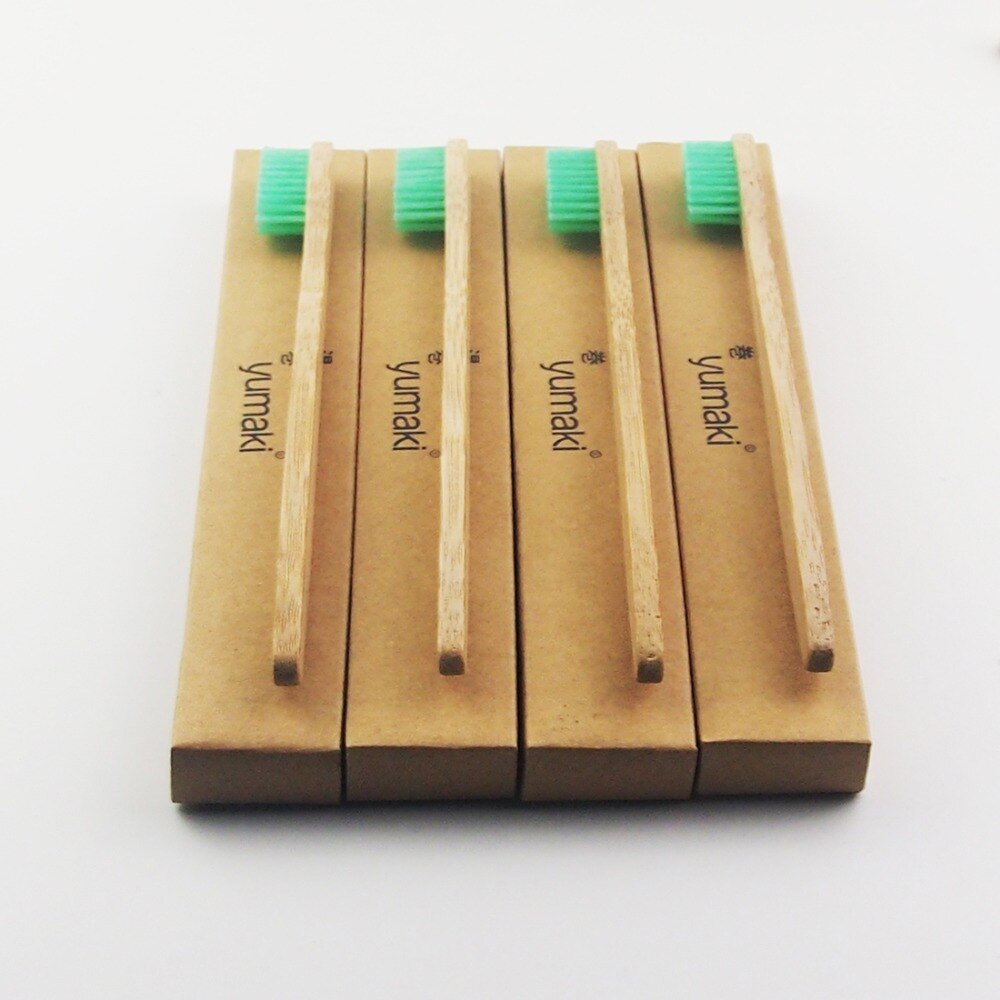 12 Pack Bamboo Toothbrush Wood toothbrush Green soft-bristle Adult Toothbrush Soft Toothbrush