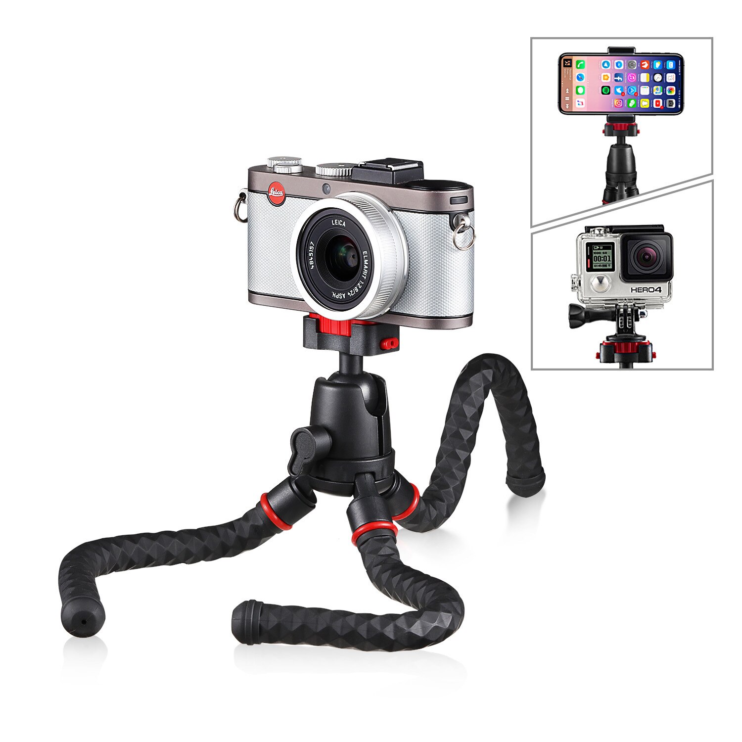 Mulberry Nice Multi-functional Mini Octopus Tripod Desktop Live Single-lens Reflex Camera Camera Mobile Phone Tripod: Black