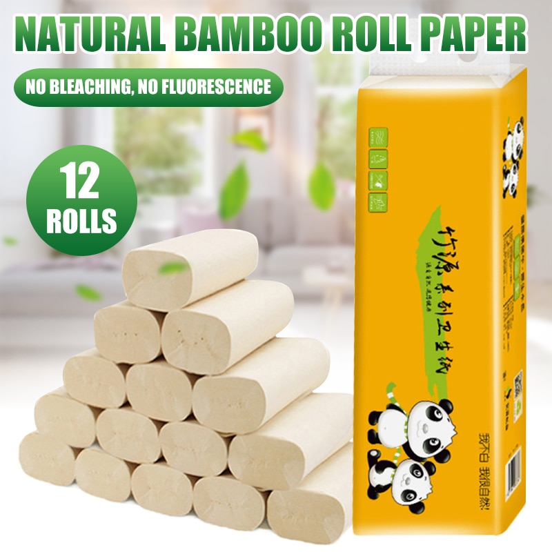 12 rollos de papel higiénico para el hogar con 4 capas de grosor y suave Antipiel sin agente fluorescente buena absorción de agua FP8