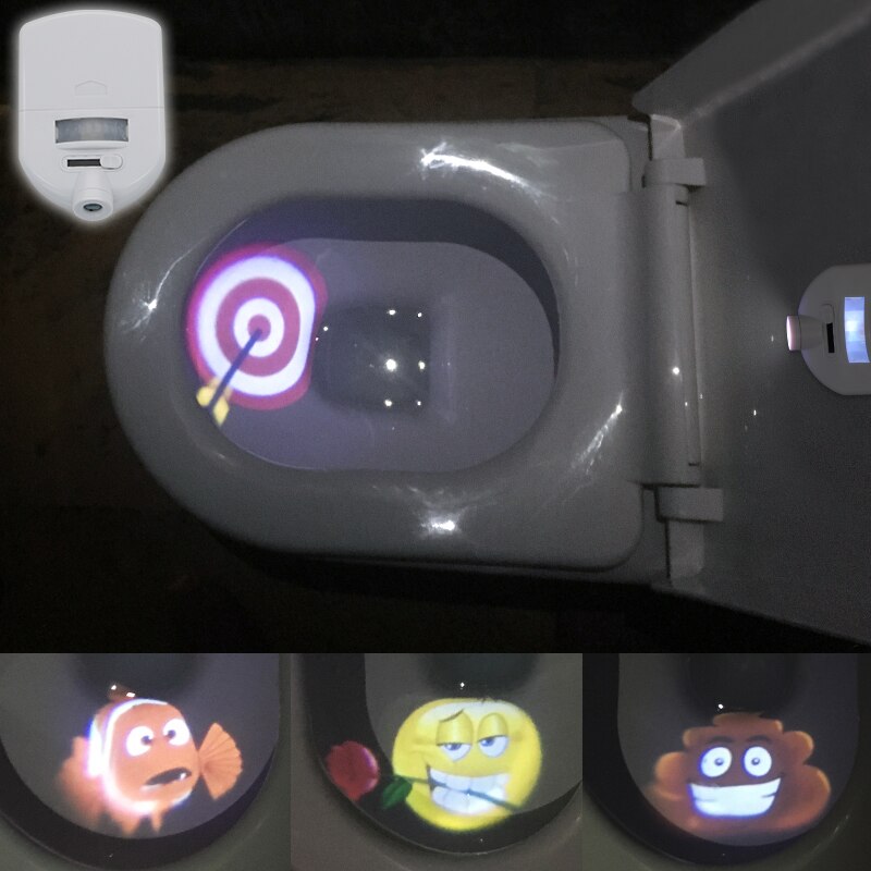 Novelty 4 images Night toilet projection light Battery Auto Body Motion Sensor WC projector Lamp Children toilet light bowl