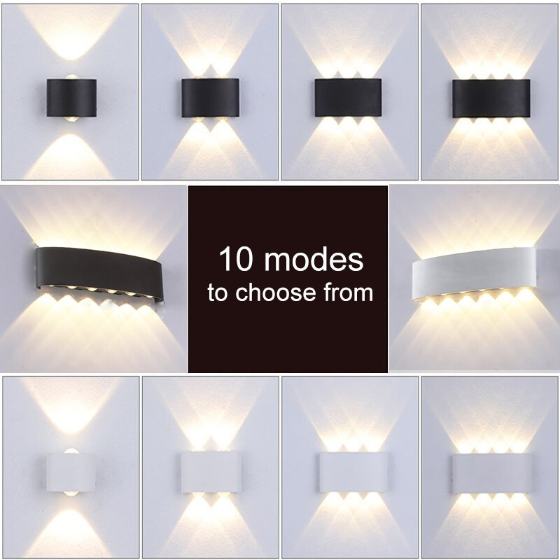 Ip65 cob led utomhus vattentäta verandalampor modernt hem f inredning upp och ner aluminium vägglampa korridor balkong  ac85-265v zbw 0010