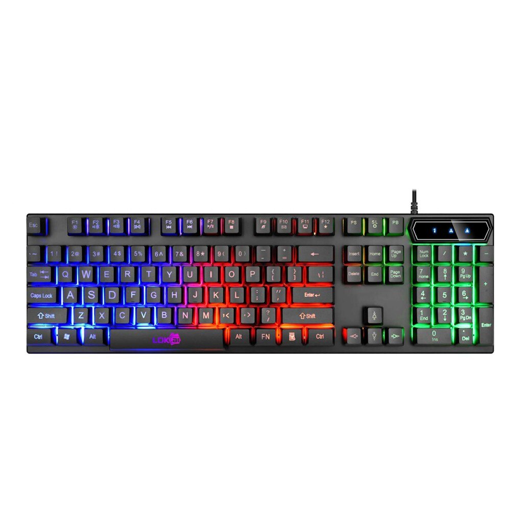 Waterproof Keyboard Backlight Effect Colorful Crack LED Illuminated Backlit USB Wired PC Rainbow Gaming Keyboard Gamer Accessori