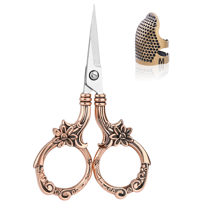 Shwakk tesoura de bordar aço inoxidável afiada cegonha tesoura para costura artesanato arte trabalho rosqueamento needlework ferramentas diy: red-bronze