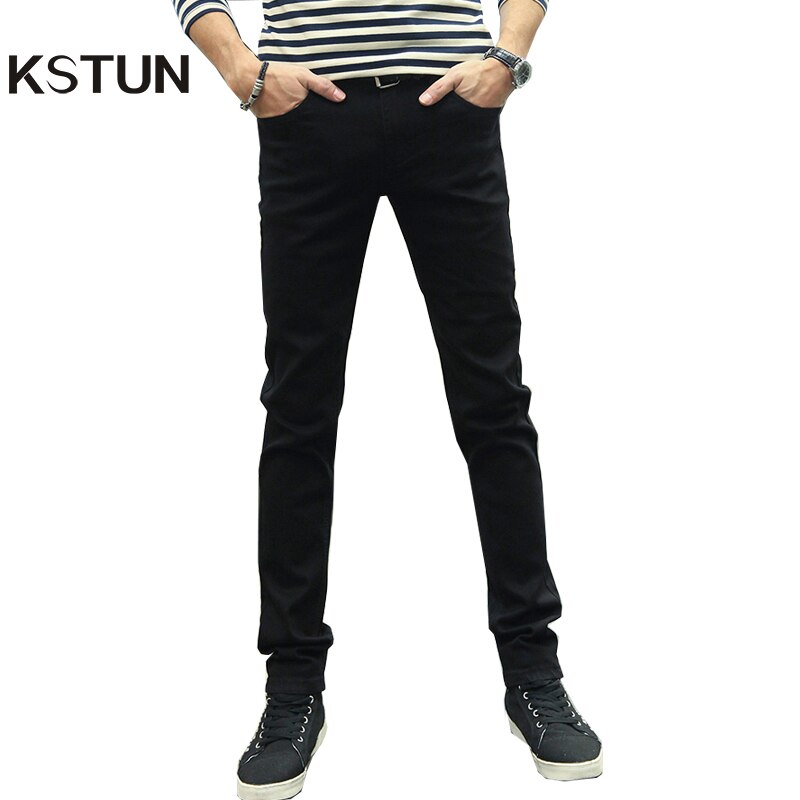 Kstun jeans herre stretch solid sort skinny slim fit forår og sommer fritidsbukser denim herrebukser cowboys jeans hombre