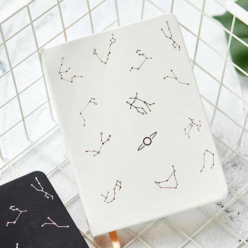 Note Book Constellation Hardcover Diary Blank Inner Page Sketchbook Black White Cover School Stationery Bullet Journal