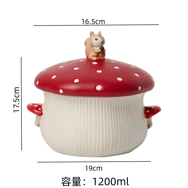 Conjunto completo de utensílios de mesa cogumelo fofo Prato de copo de cerâmica Tigela de sopa Par com colher copo de leite Louça infantil Utensílios para cozinha